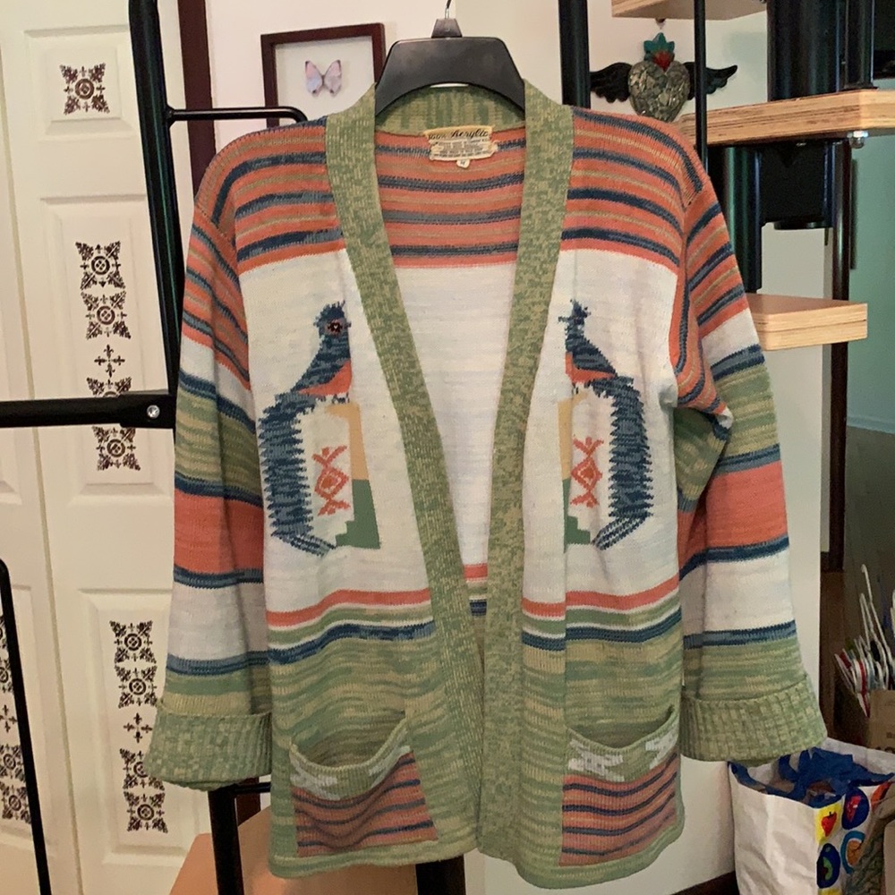 70s tribal/aztec print cardigan